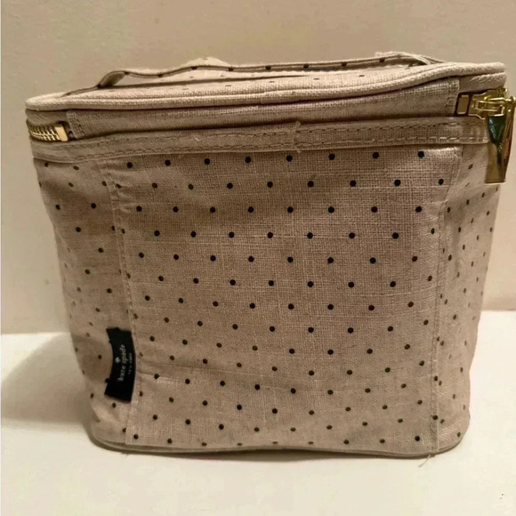 Kate Spade New York Deco Dot Out to Lunch Beige Insulated Lunch Box Tote Bag EUC - Picture 4 of 7